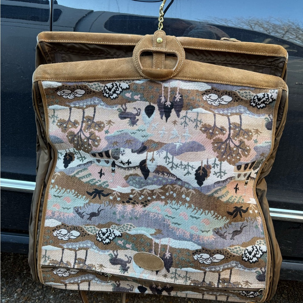 Vintage French Luggage Countryside Unicorn Hanging Garment Bag with cover - Picture 2 of 8